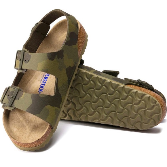 Birkenstock Shoes - BIRKENSTOCK Milano Camo Birko Flor Sandal Army camouflage sandal 7 - 7.5 size 38